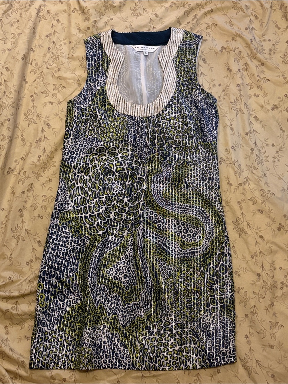 Trina Turk Sleeveless Metallic Shift Dress